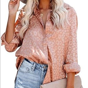 Leopard Print Button Front Women’s Blouse